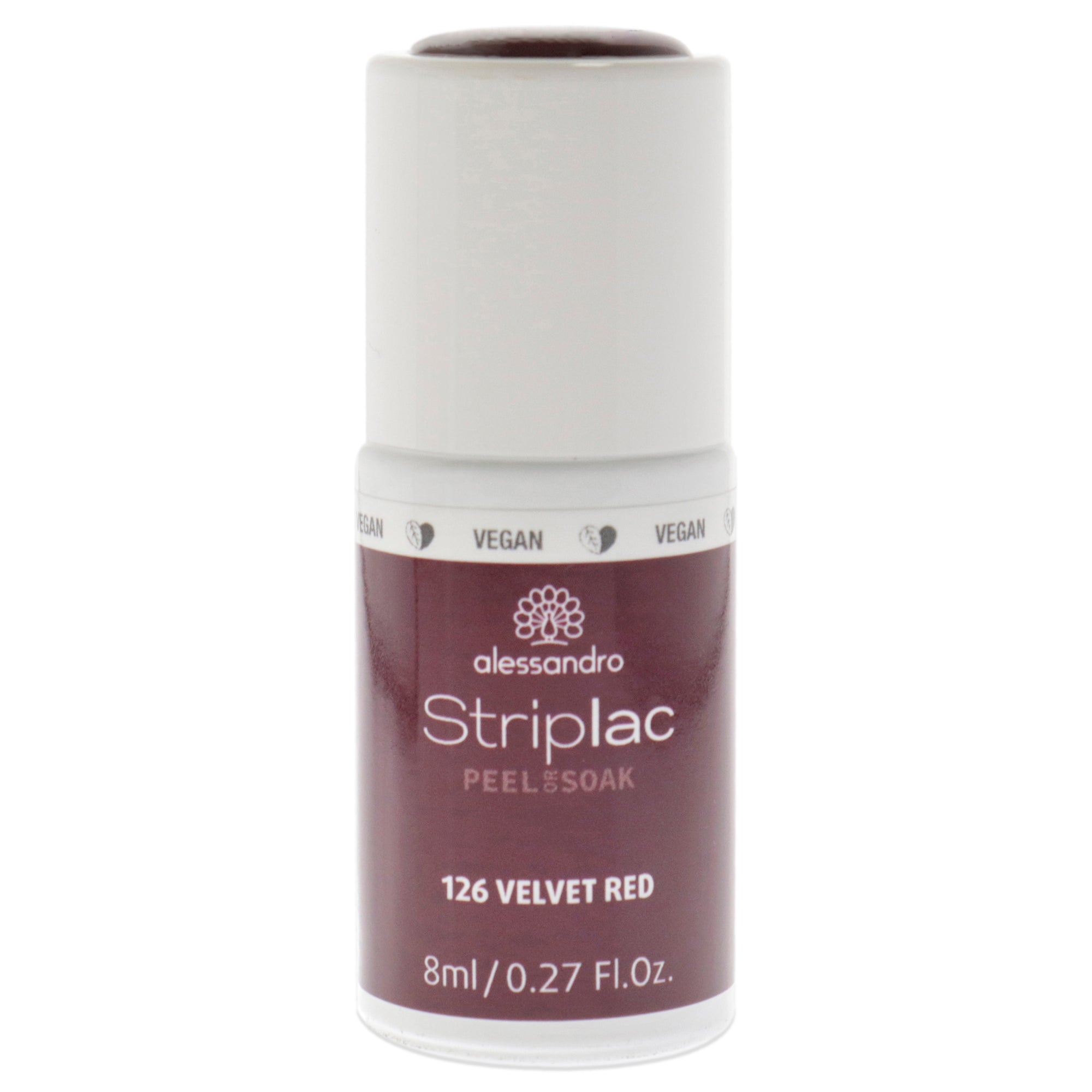 Alessandro Striplac Peel or Soak - 126 Velvet Red by Alessandro for Women - 0.27 oz Nail Polish