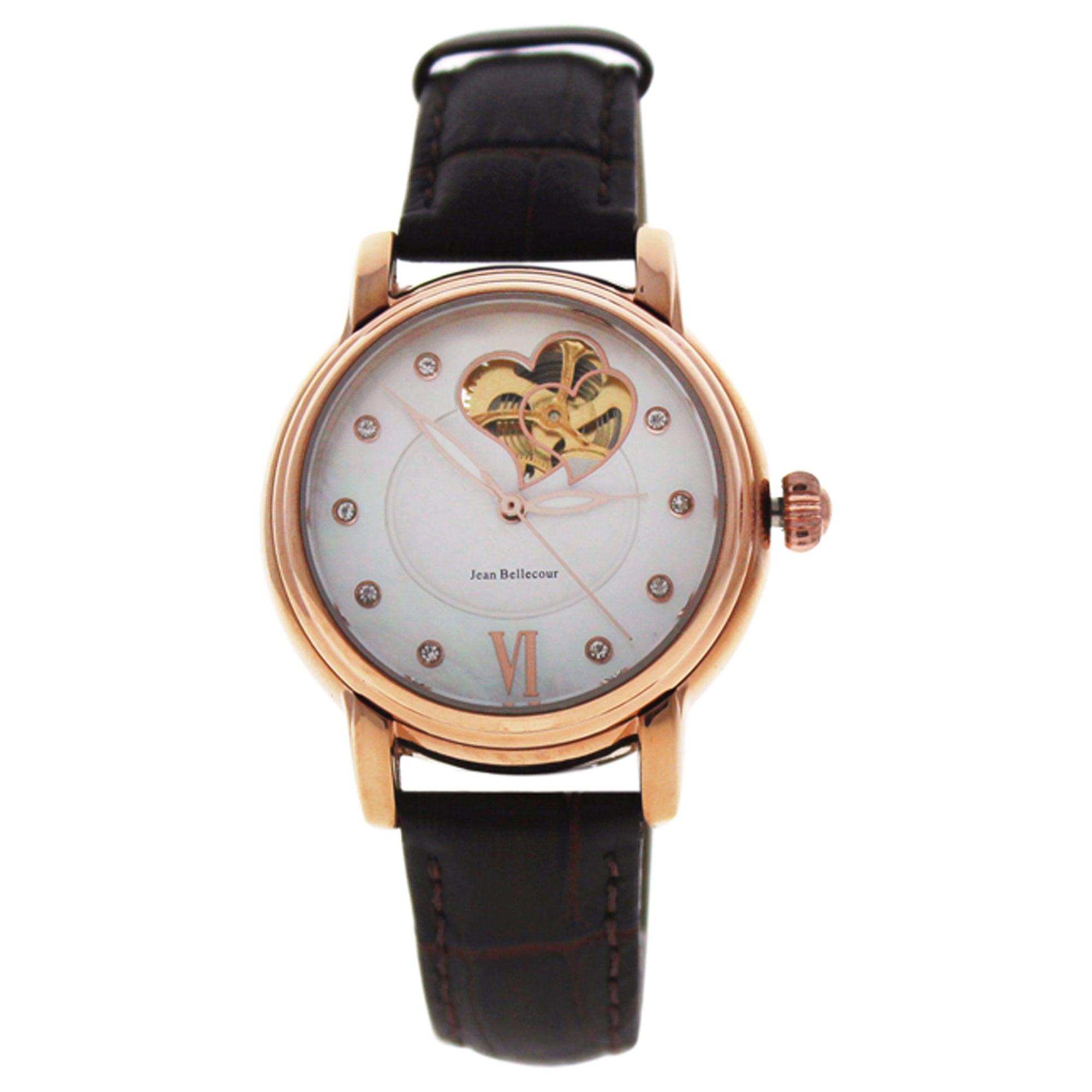 Jean Bellecour REDM1 Rose Gold/Brown Leather Strap Watch by Jean Bellecour for Women - 1 Pc Watch