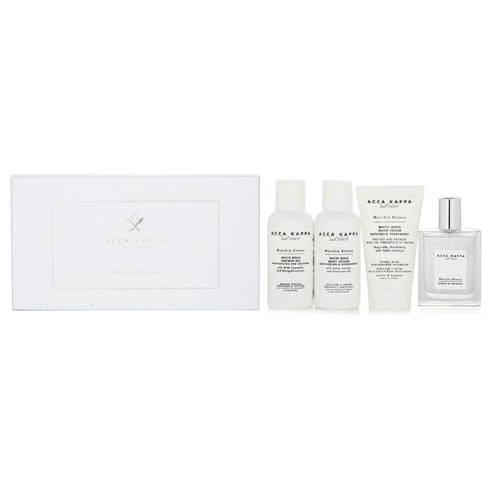 【月間優良ショップ受賞】 Acca Kappa White Moss Gift Set: 1x Eau De Cologne Spray 50ml, 1x Shower Gel 100ml, 1x Body Lotion 100ml, 1x Hand Cream 75ml 送料無料 海外通販