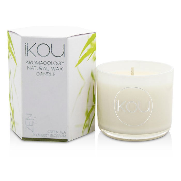 【月間優良ショップ受賞】 iKOU Eco-Luxury Aromacology Natural Wax Candle Glass - Zen (Green Tea Cherry Blossom) iKOU エコラグジュアリー アロマコロ 送料無料 海外通販