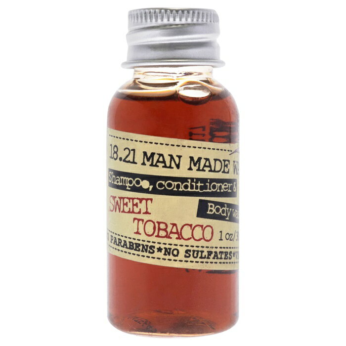 【月間優良ショップ受賞】 18.21 Man Made Man Made Wash - Sweet Tobacco 3-In-1 Shampoo Conditioner and Body Wash 1 oz 送料無料 海外通販