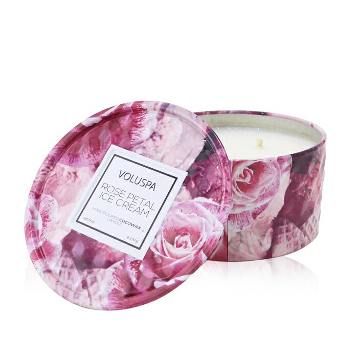 ڷͥɥå׼ޡ Voluspa 2 Wick Tin Candle - Rose Petal Ice Cream ܥ륹 2 W...