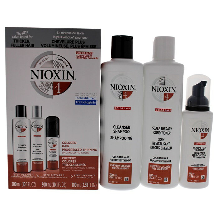 【月間優良ショップ受賞】 Nioxin System 4 Kit 10.1oz Color Safe Cleanser Shampoo, 10.1 oz Color S..