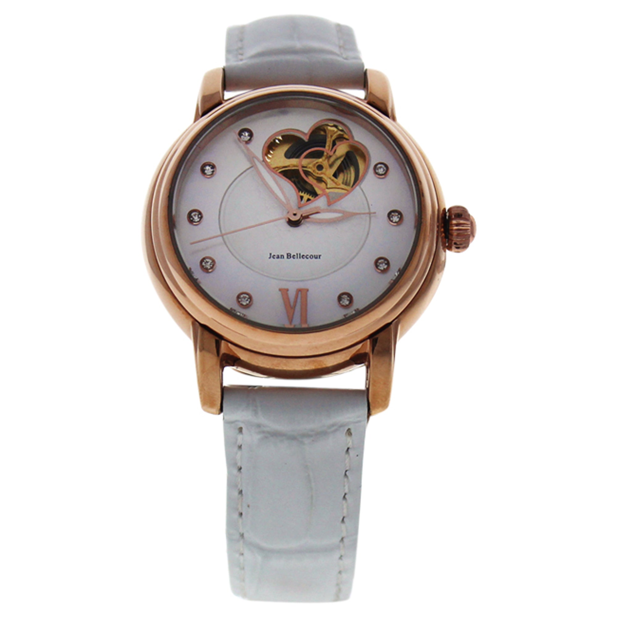 Jean Bellecour REDM2 Rose Gold/White Leather Strap Watch by Jean Bellecour for Women - 1 Pc Watch