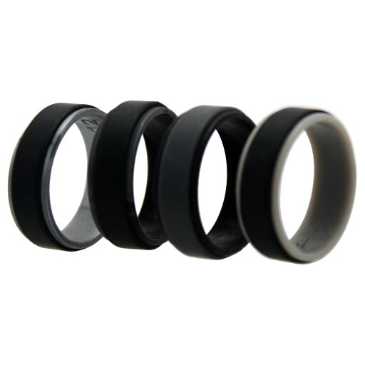ROQ Silicone Wedding 2Layer Step Ring Set - Grey-Black by ROQ for Men - 4 x 12 mm Ring ROQ Silicone Wedding 2Layer Step Ring Set - Grey-Black by ROQ for Men - 4 x 12 mm Ring