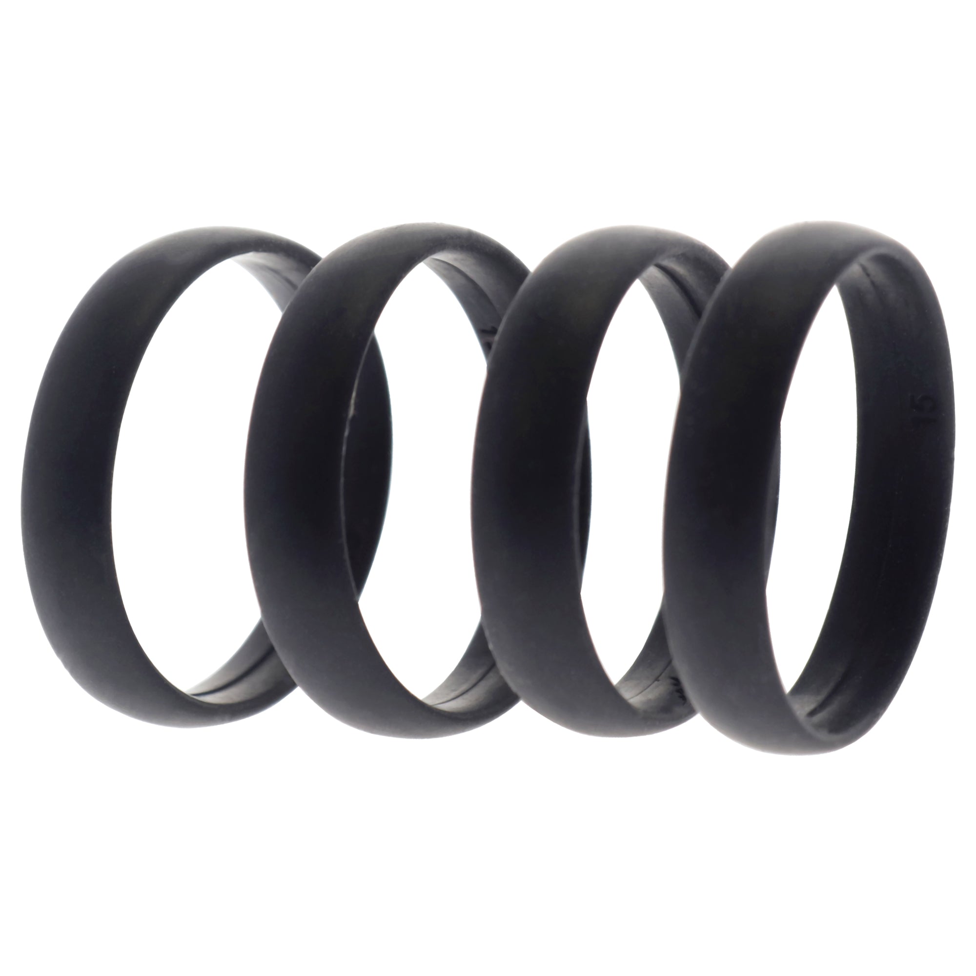 ROQ Silicone Wedding 6mm Smooth Ring Set - 4 Black by ROQ for Men - 4 x 15 mm Ring