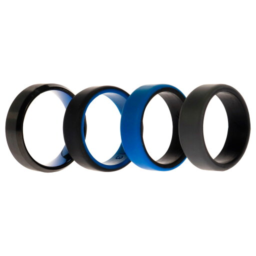 ROQ Silicone Wedding Twin Beveled 8mm Ring Set - Blue by ROQ for Men - 4 x 13 mm Ring ROQ Silicone Wedding Twin Beveled 8mm Ring Set - Blue by ROQ for Men - 4 x 13 mm Ring