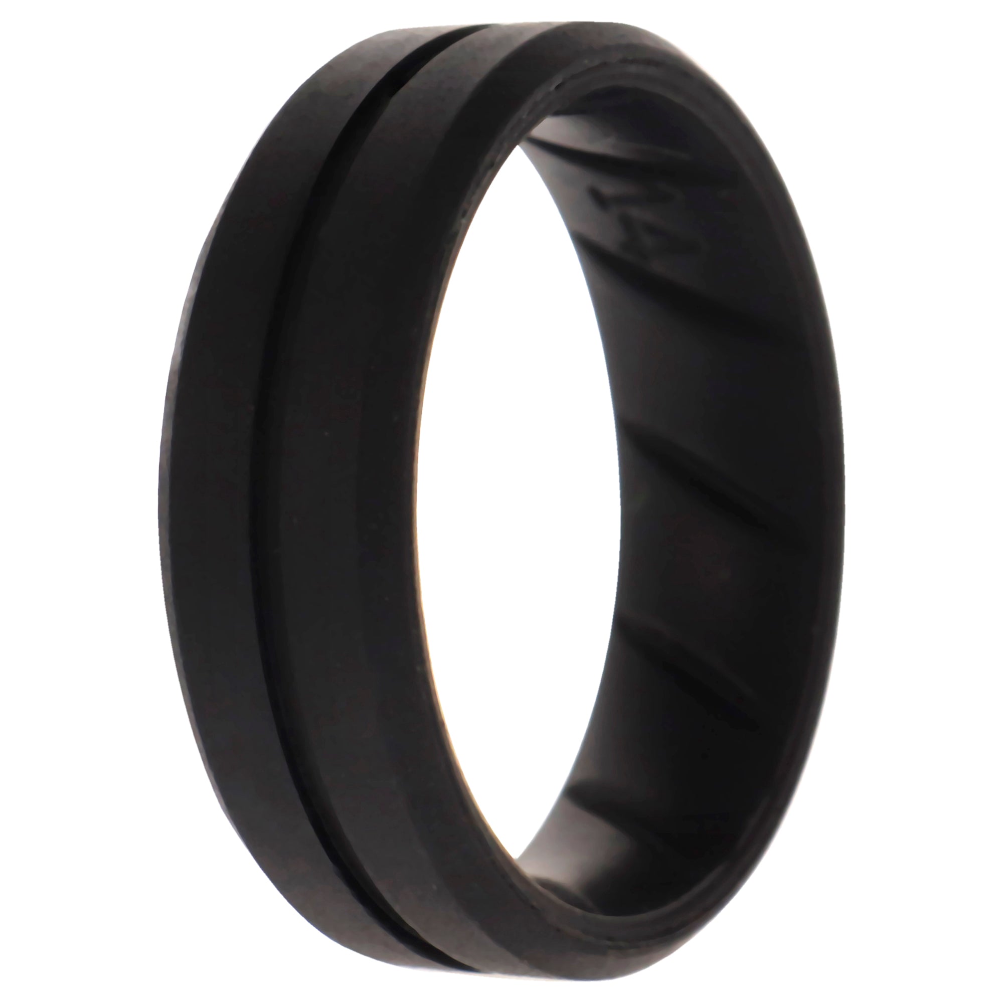 ROQ Silicone Wedding BR Middle Line Ring - Basic-Black by ROQ for Men - 14 mm Ring(4)