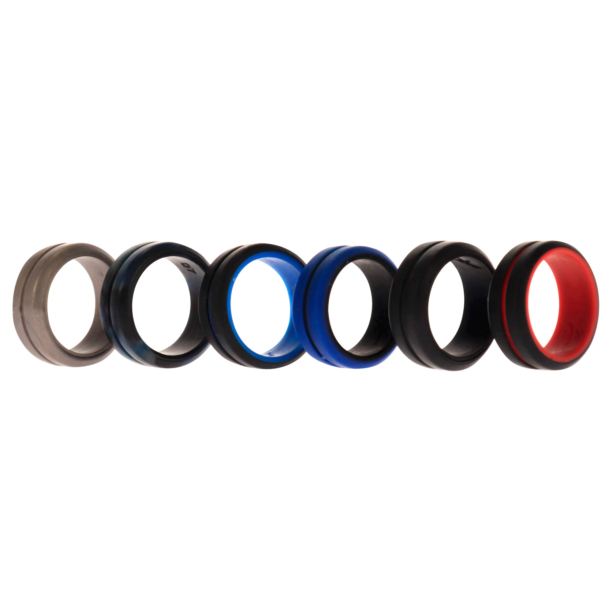 ROQ Silicone Wedding 2Layer Middle Line Ring Set - Black-Camo by ROQ for Men - 6 x 7 mm Ring