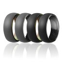 ROQ Silicone Wedding Ring - Duo Collection Dome Style - Set by ROQ for Men - 13 mm Camo-Black, Black Camo-Black, Camo-Grey, Black Camo-Grey