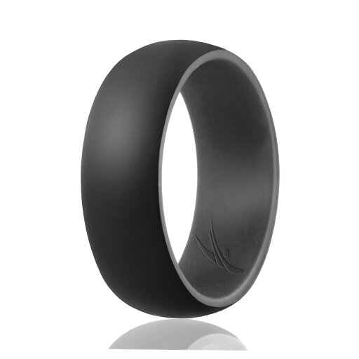 ROQ Silicone Wedding Ring - Duo Collection Dome Style - Grey-Black by ROQ for Men - 7 mm Ring ROQ Silicone Wedding Ring - Duo Collection Dome Style - Grey-Black by ROQ for Men - 7 mm Ring