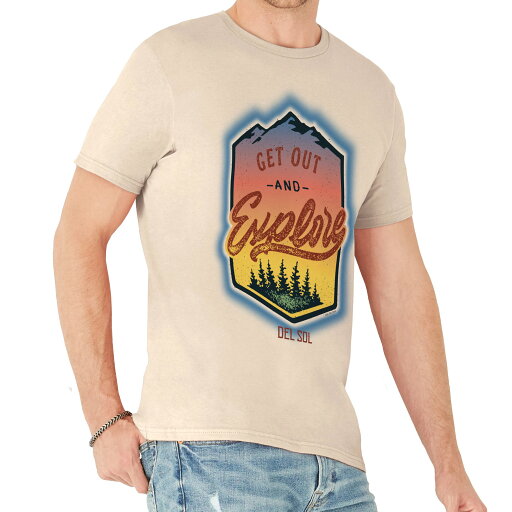 DelSol Men Crew Tee - Get Out And Explore - Beige by DelSol for Men - 1 Pc T-Shirt (Medium) DelSol Men Crew Tee - Get Out And Explore - Beige by DelSol for Men - 1 Pc T-Shirt (Medium)