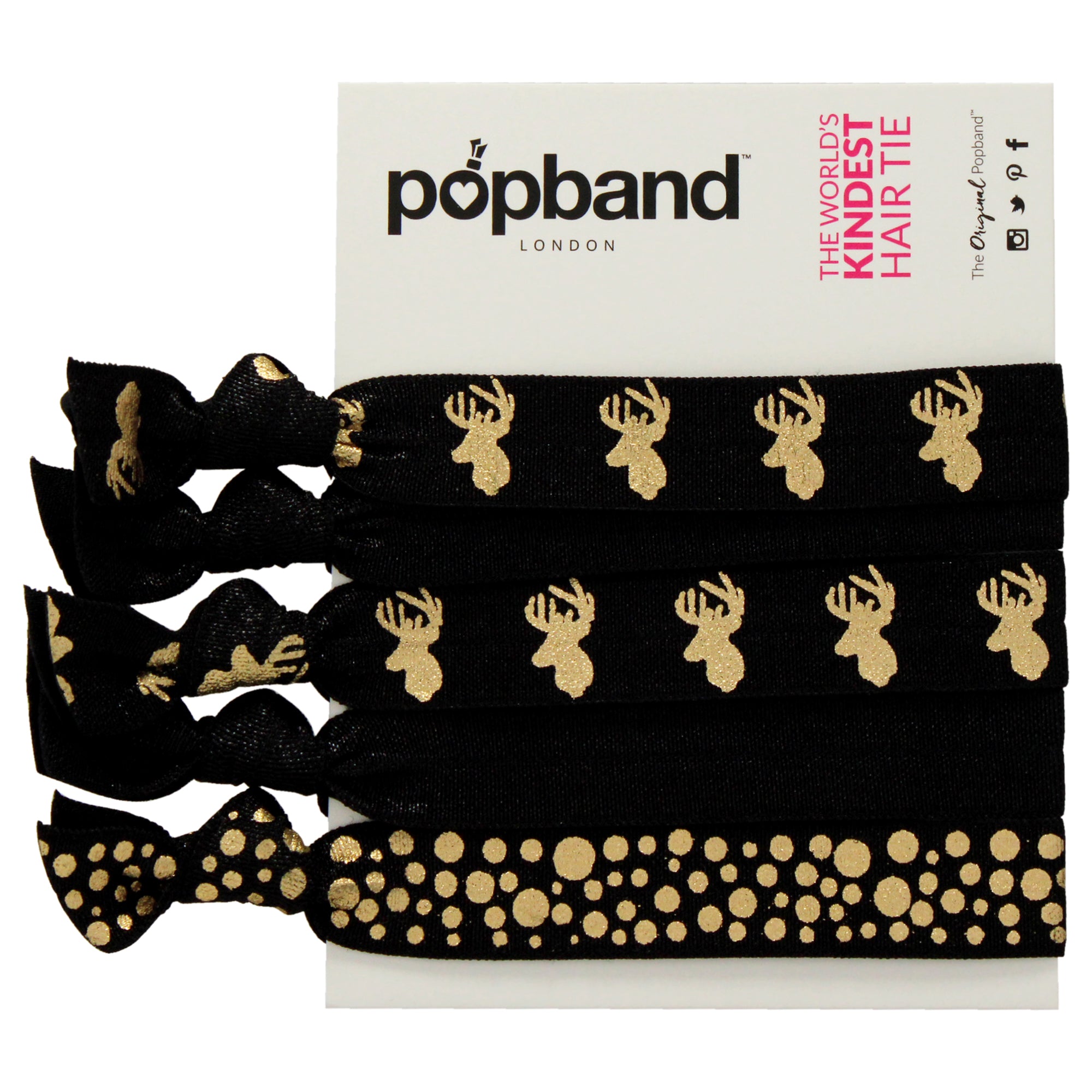 Popband Hair Tie - Stag by Popband for Women - 5 Pc Hair Bands