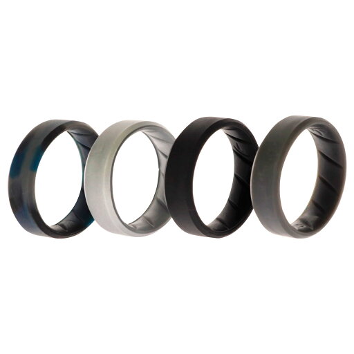 ROQ Silicone Wedding BR 8mm Edge Ring Set - Basic-Black-BlueC by ROQ for Men - 4 x 16 mm Ring ROQ Silicone Wedding BR 8mm Edge Ring Set - Basic-Black-BlueC by ROQ for Men - 4 x 16 mm Ring