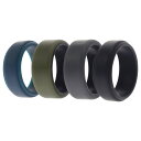 ROQ Silicone Wedding 2Layer Beveled 8mm Ring Set - Green by ROQ for Men - 4 x 8 mm Ring