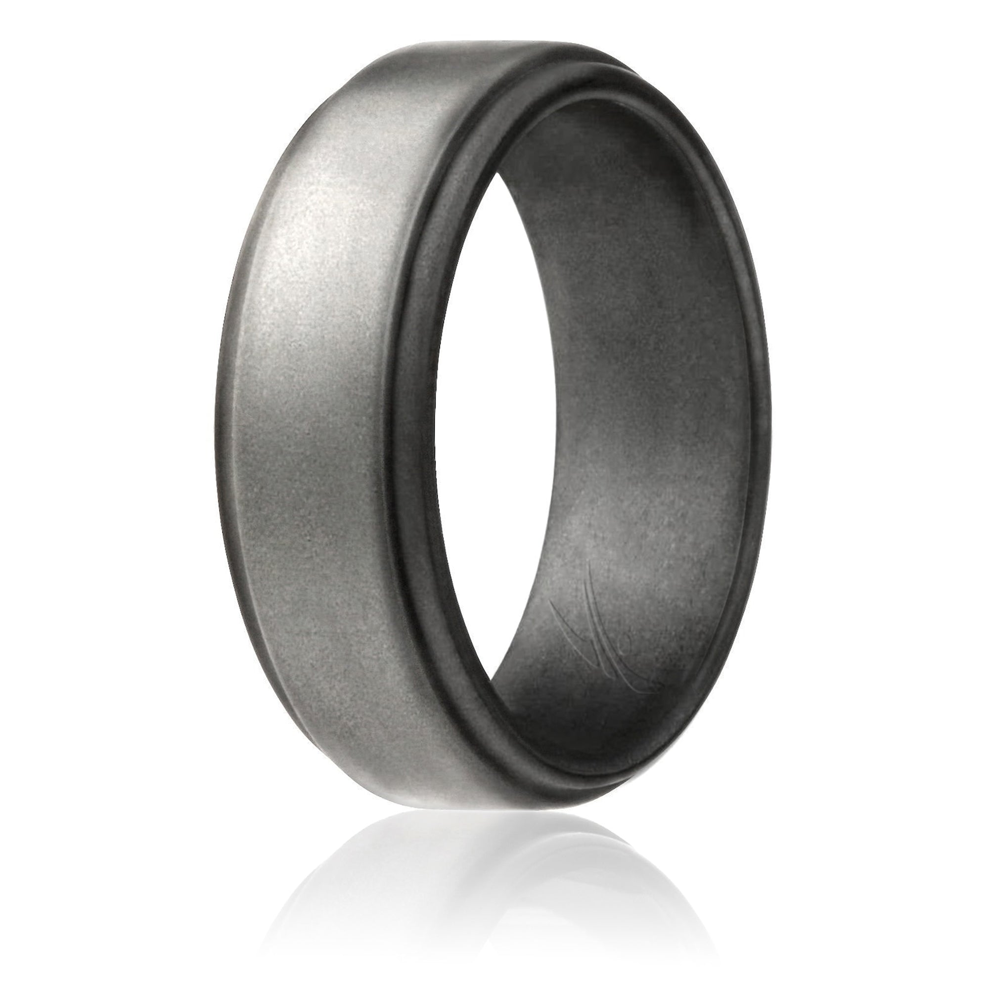 ROQ Silicone Wedding Ring - Step Edge Style - Platinum by ROQ for Men ...