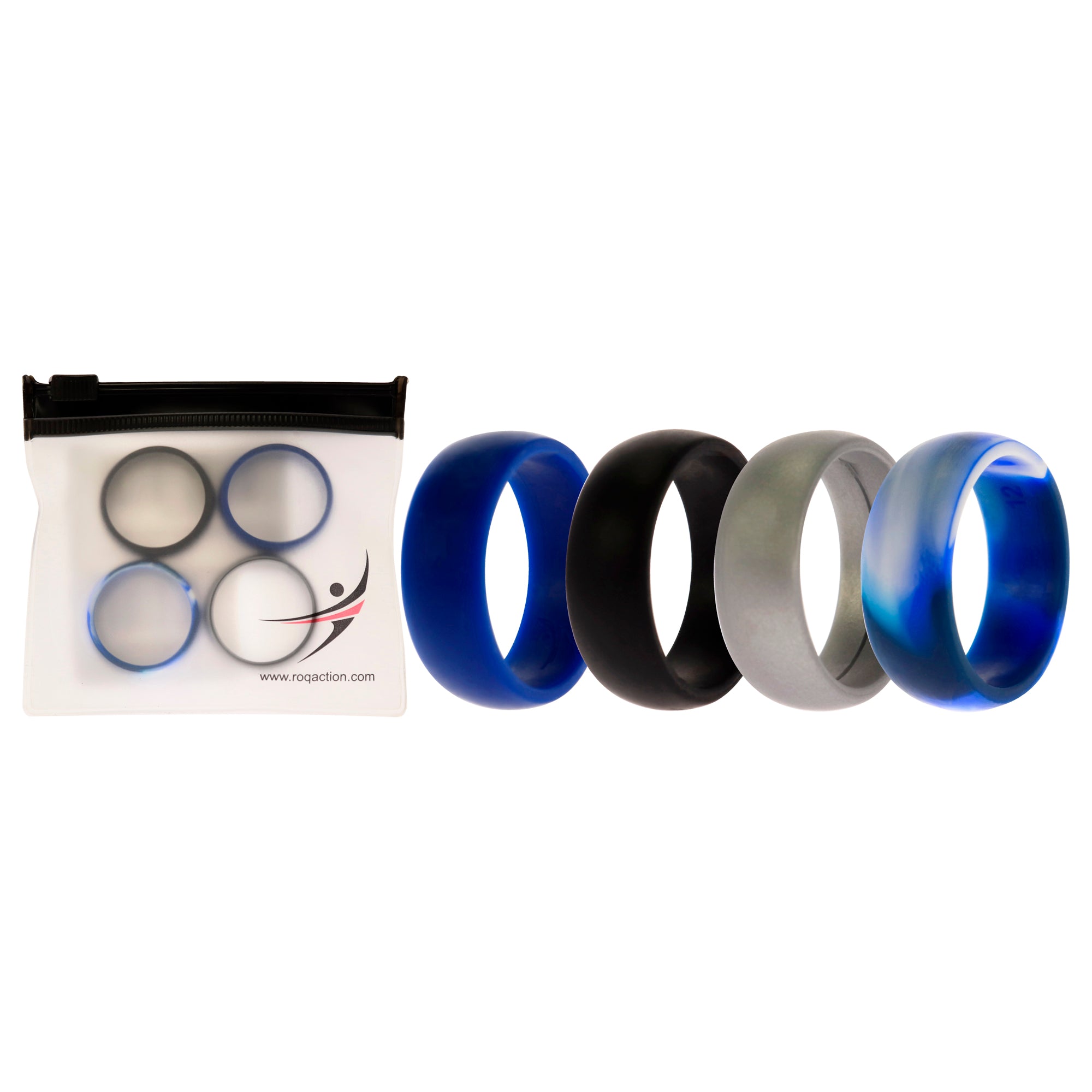 ROQ Silicone Wedding Ring Set - Blue-Camo by ROQ for Men - 4 x 12 mm R...
