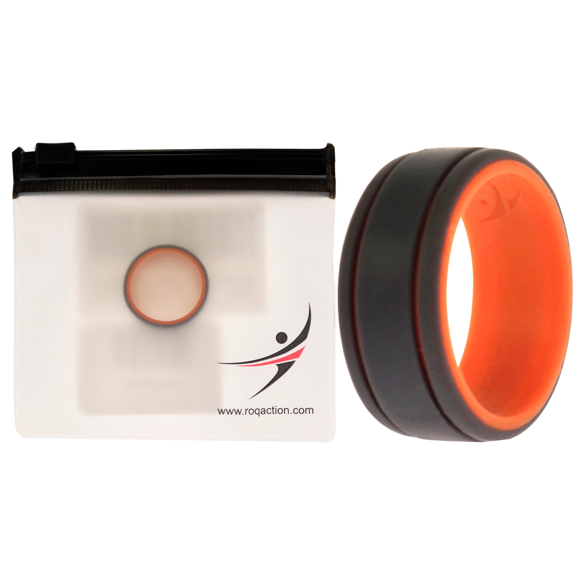 ROQ Silicone Wedding 2Layer Lines Ring - Orang-Grey by ROQ for Men - 8...