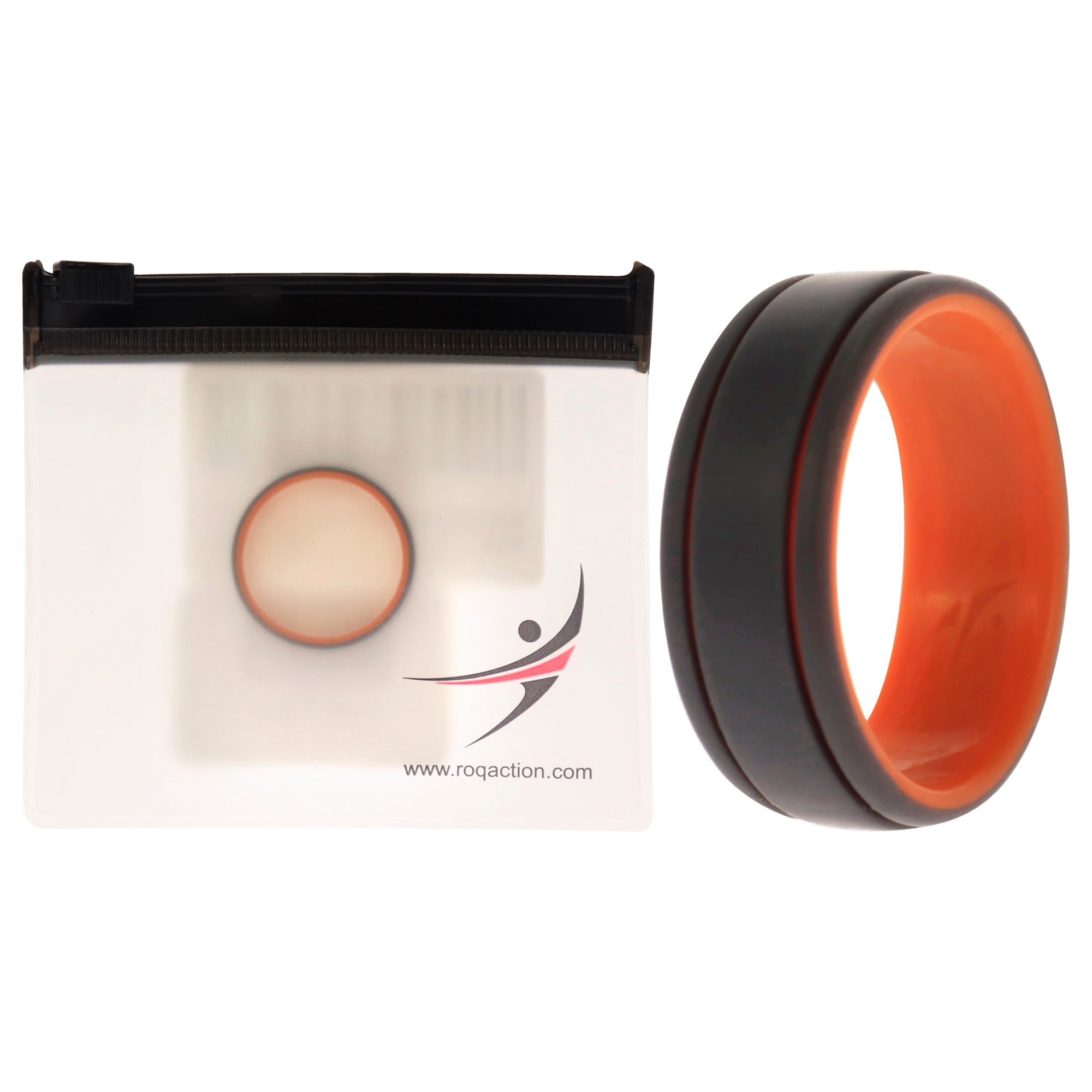 ROQ Silicone Wedding 2Layer Lines Ring - Orang-Grey by ROQ for Men - 1...