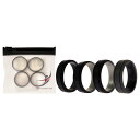 ROQ Silicone Wedding 2Layer Lines Ring Set - Silver-Camo by ROQ for Men - 4 x 12 mm Ring(4)