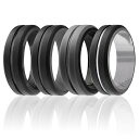 ROQ Silicone Wedding 2Layer Middle Line Ring Set - Black-Camo by ROQ for Men - 4 x 16 mm Ring(4)
