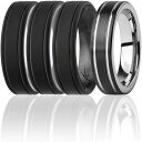 ROQ Silicone Wedding Twin 2Layer Ring Set - Black by ROQ for Men - 4 x 16 mm Ring(4)