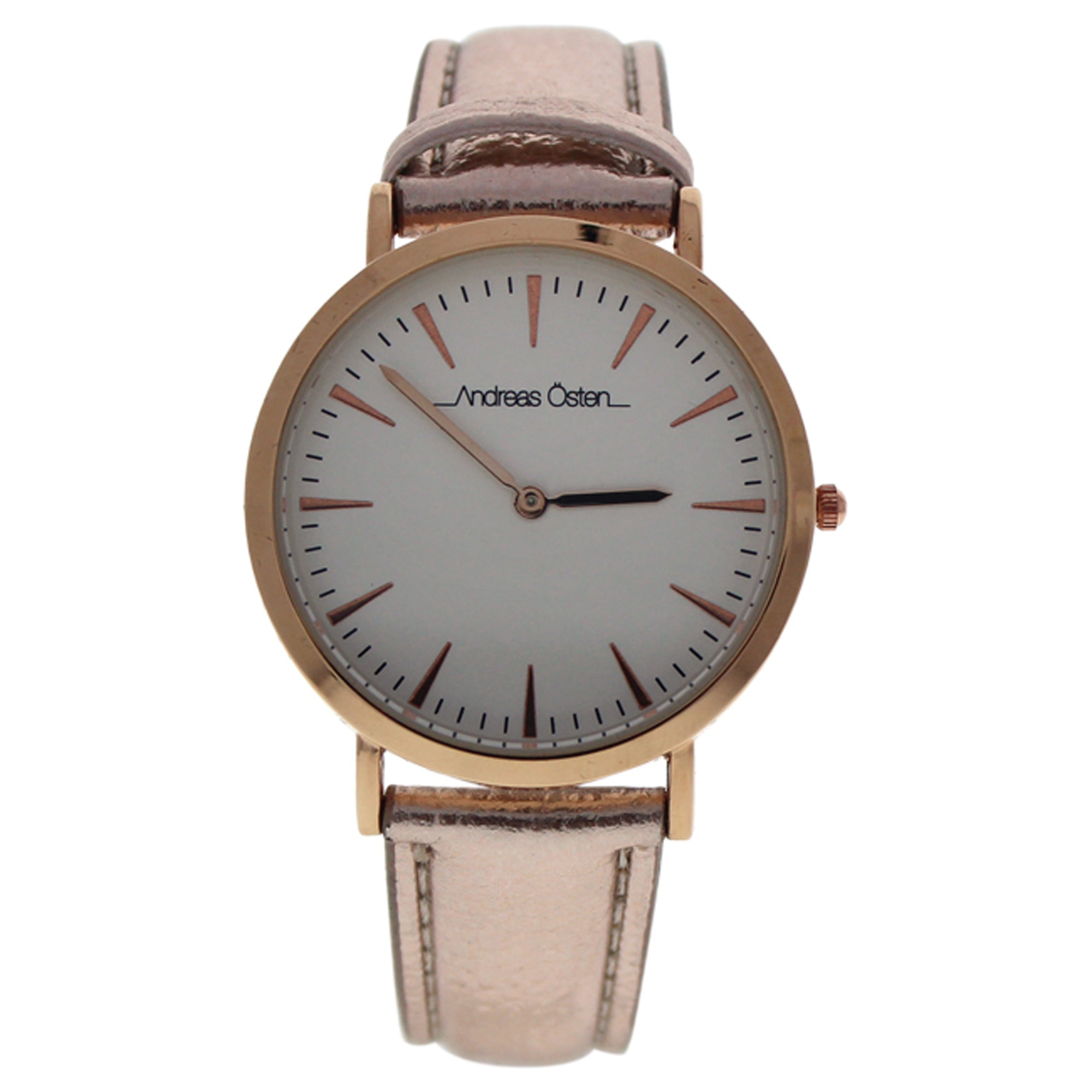 Andreas Osten AO-196 Hygge - Rose Gold/White Leather Strap Watch by Andreas Osten for Women - 1 Pc Watch