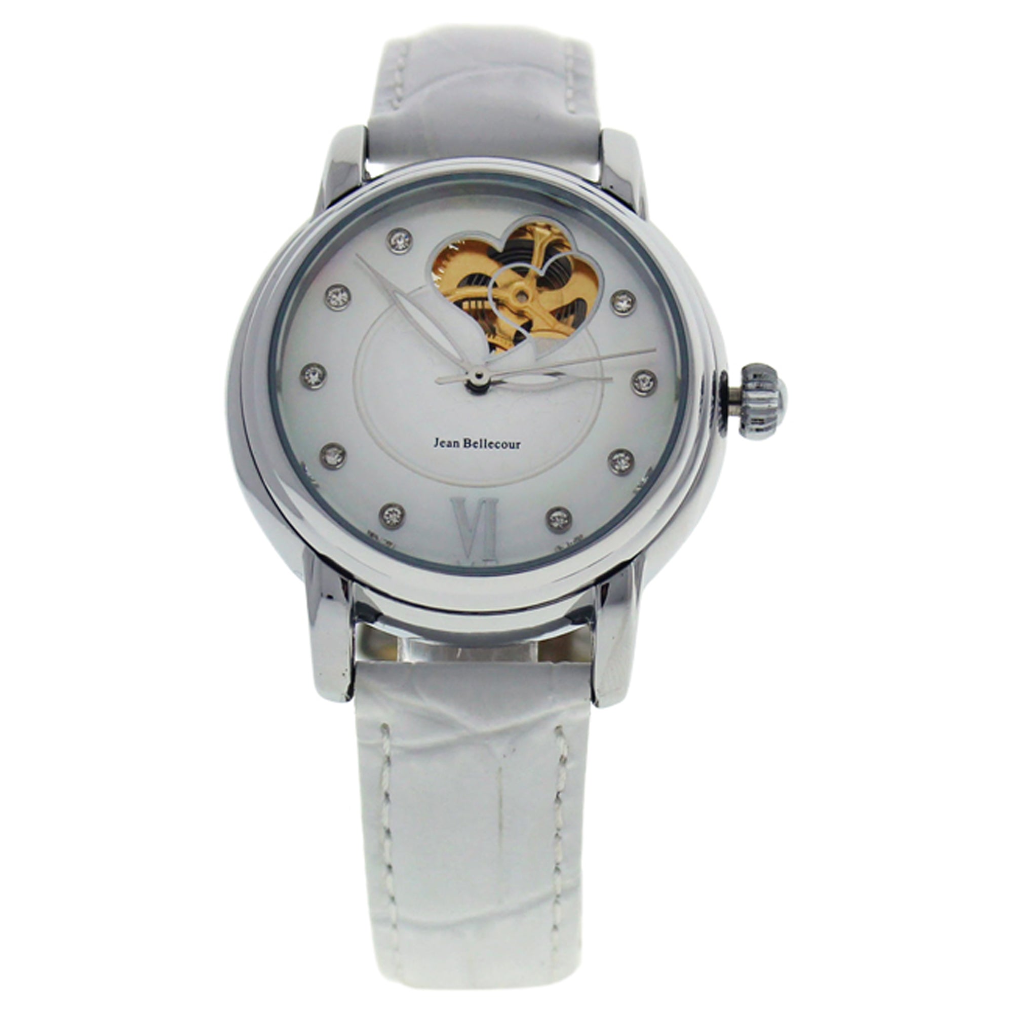 Jean Bellecour REDM3 Silver/White Leather Strap Watch by Jean Bellecour for Women - 1 Pc Watch