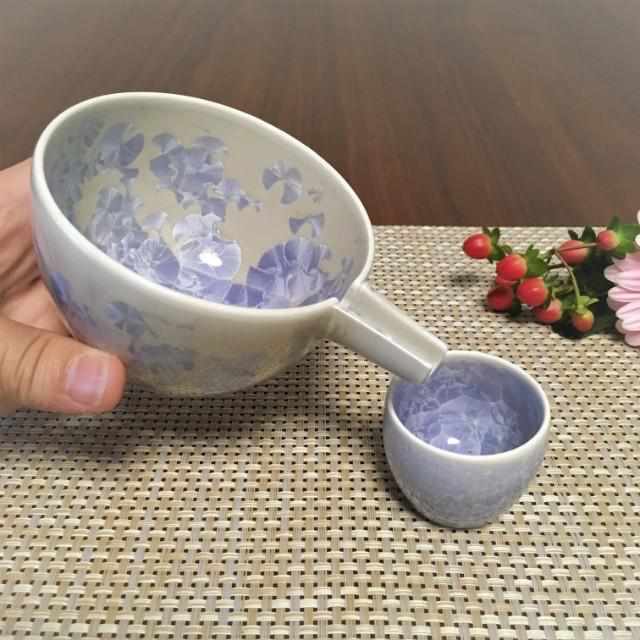 酒器3点セット 花結晶 (銀藤) 片口&ぐい? ギフト おしゃれ 高級 磁器|片口10x6.5cm...