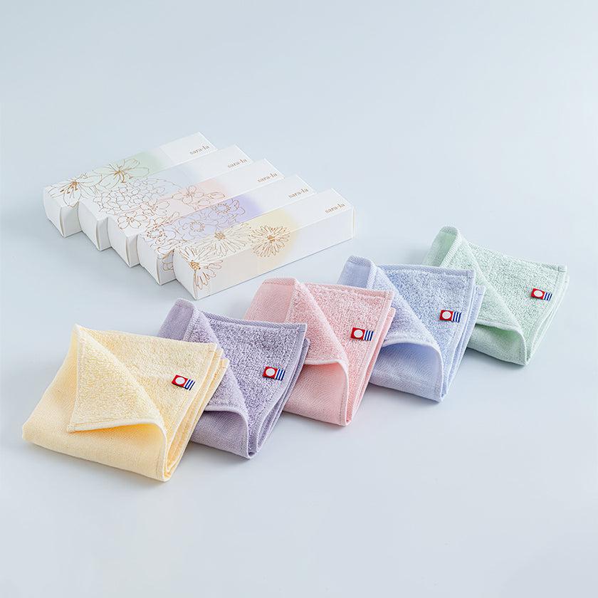 Rakuten - 【タオル】「咲-saki-」ガーゼパイルハンカチ 5枚ギフトBOX (ピンク・ブルー・グリーン・イエロー・パープル) | 今治タオル