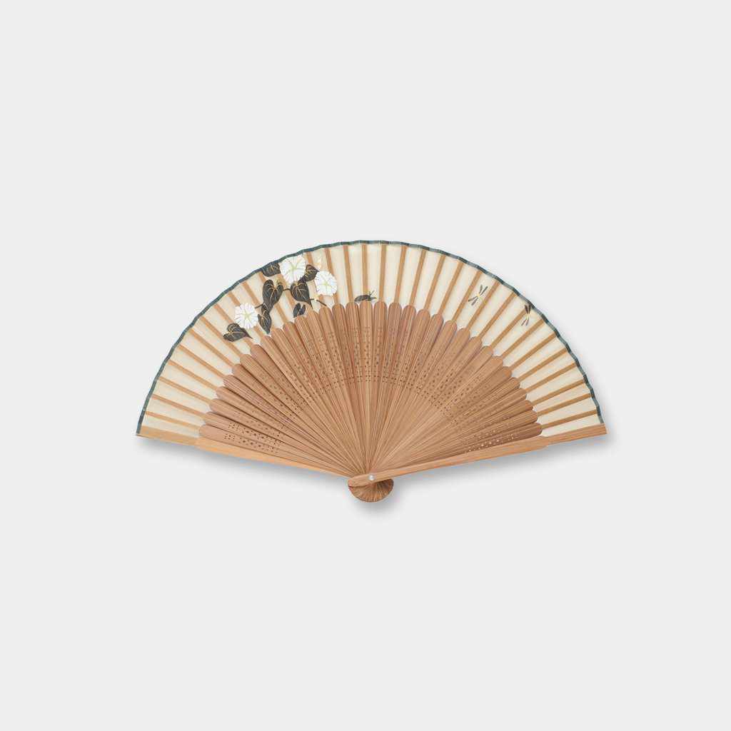 乐天商城 - 【扇子】女物 絹扇 白朝顔の咲く | 京扇子 | 大西常商店