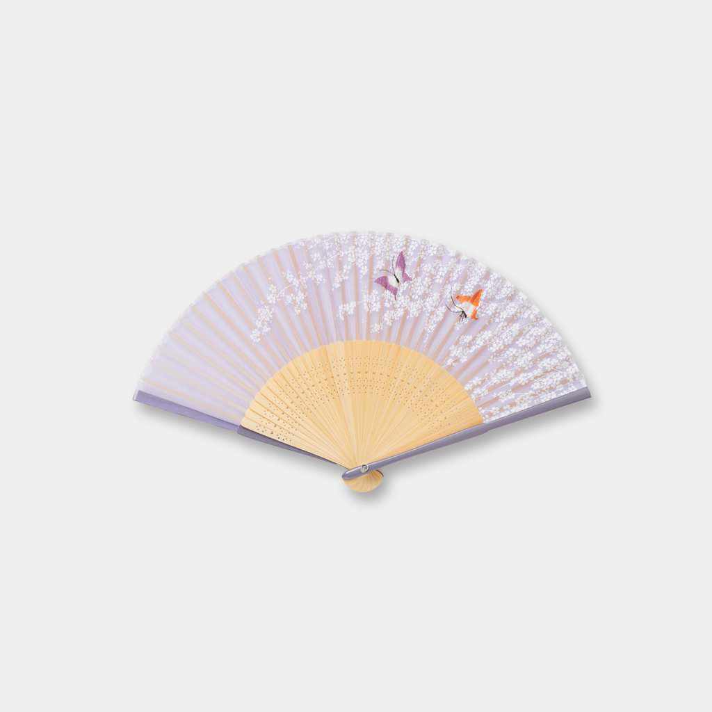 Rakuten - 【扇子】女物 絹扇 花に集う胡蝶 藤色 | 京扇子 | 大西常商店