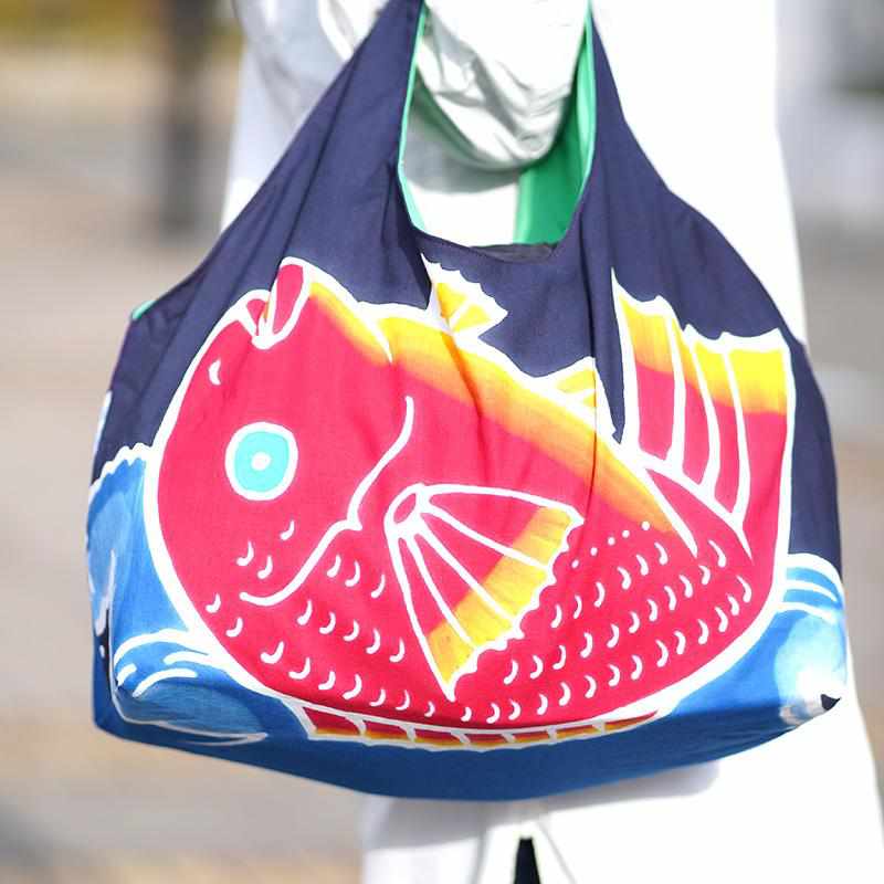 Rakuten - 【エコバッグ】鯛 (M) | 筒描き染め