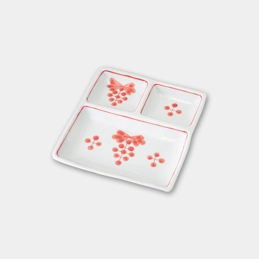 Rakuten - 【皿】petit 仕切皿 藍果・赤 | 波佐見焼 | 西海陶器