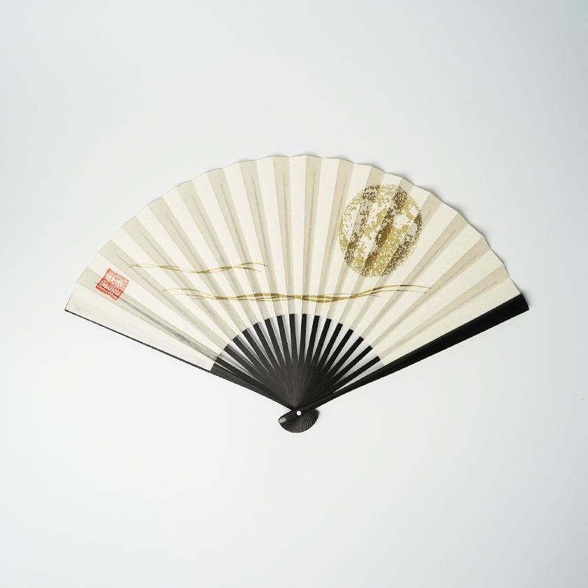 樂天商城 - 【扇子】満月 (白) ブロンズ | 唐紙 | 景美風月