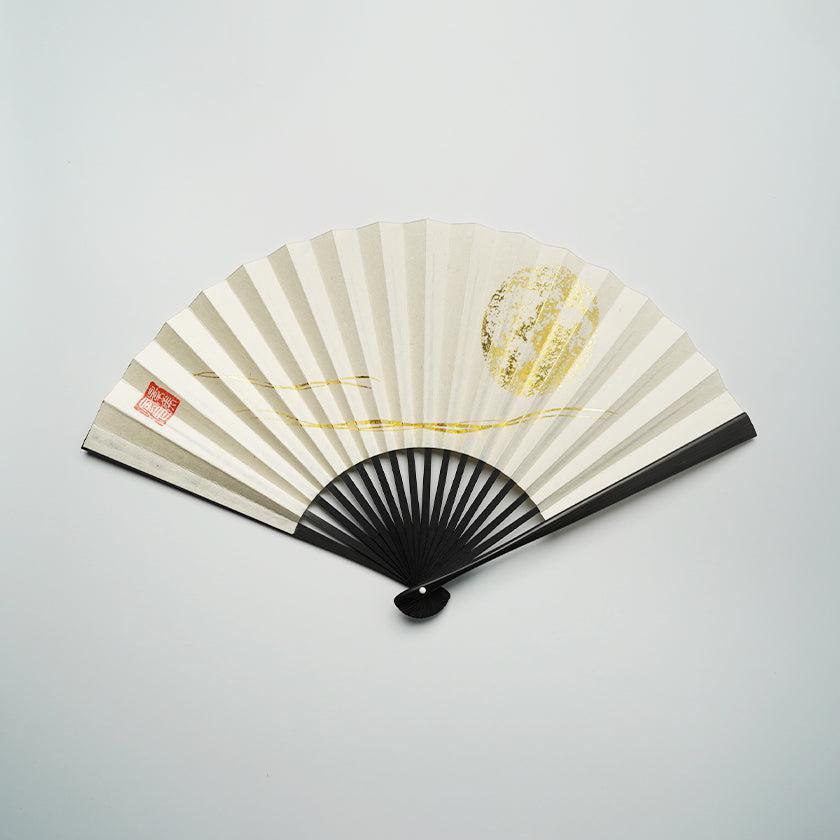 Rakuten - 【扇子】満月 (白) 金箔 | 唐紙 | 景美風月