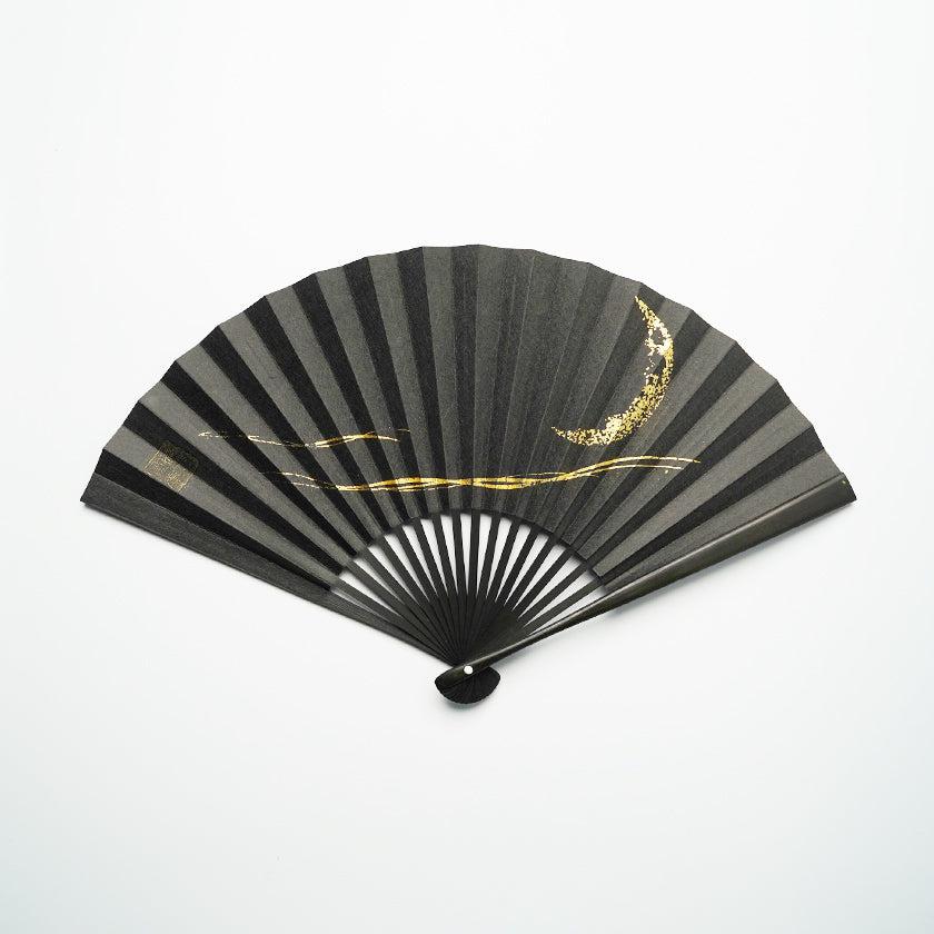 樂天商城 - 【扇子】三ヶ月 (黒) 金箔 | 唐紙 | 景美風月