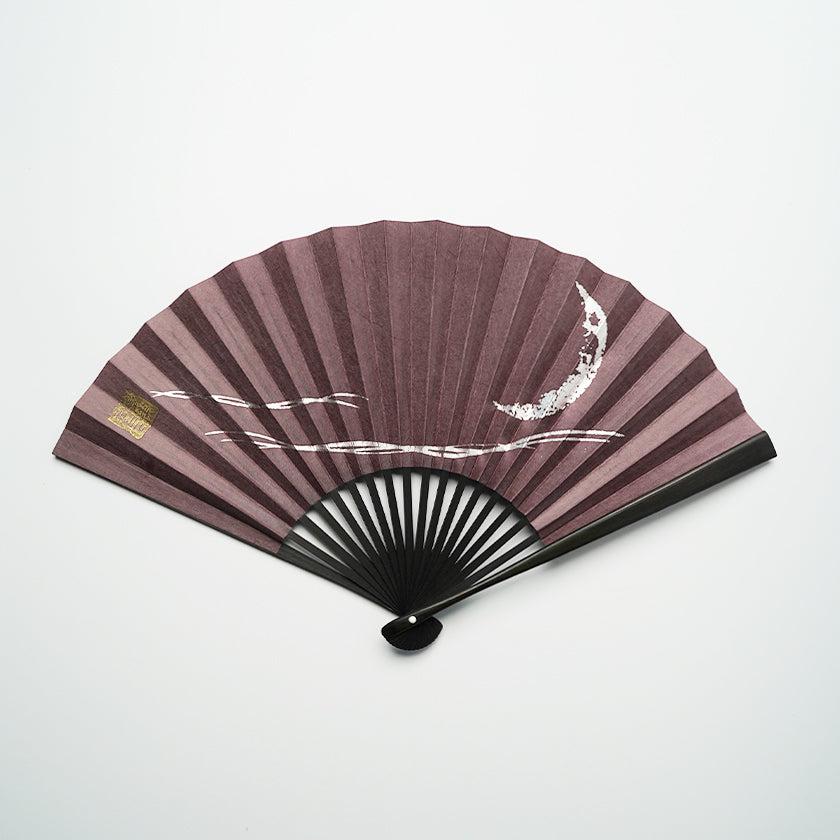 乐天商城 - 【扇子】三ヶ月 (紫) 銀箔 | 唐紙 | 景美風月