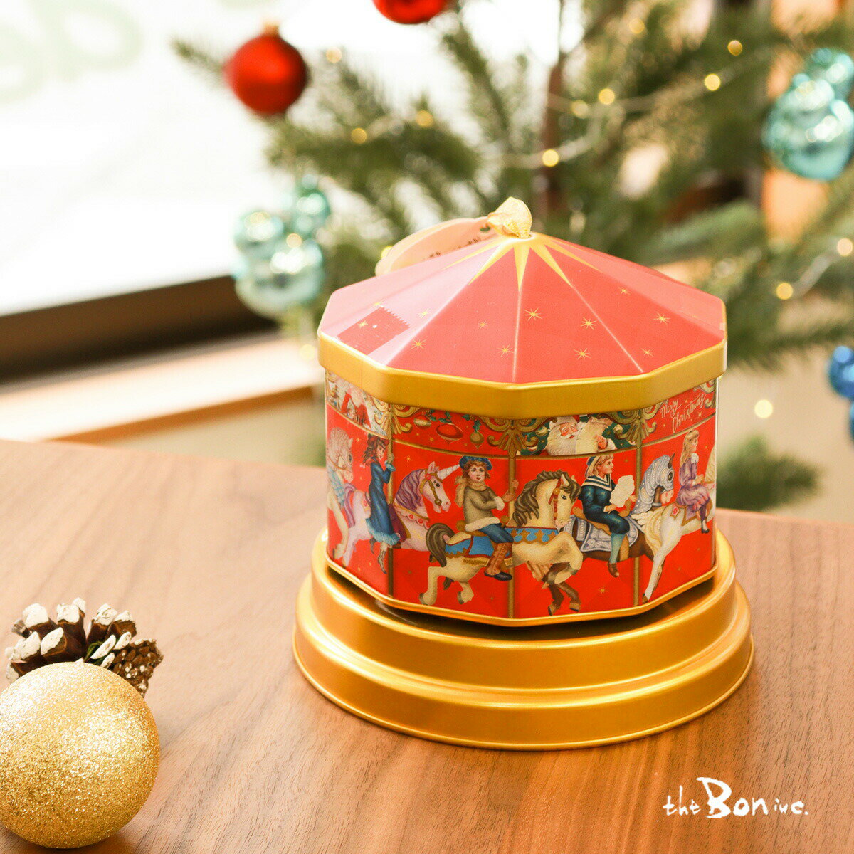 完売【ウィンデル】オルゴール ティン（クリスマスカルーセル） | 常温宅急便 | クリスマス 缶 チョコレート ギフト プレゼント オルゴール缶 お菓子 輸入 海外のサムネイル