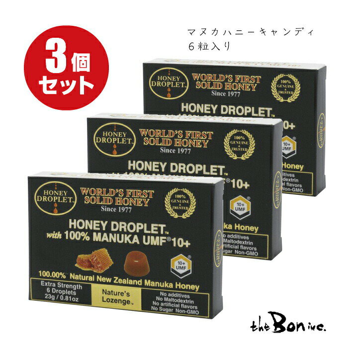 全国送料無料 配送方法が選べるマヌカキャンディ10+ ハニードロップレット 6粒入り×3箱｜クリックポスト｜ マヌカハニーUMF10+ キャンディ マヌカハニー ハニージャパン ニュージーランド のど飴