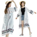 エスニック ラッシュガード レディース UVカット 水着体型カバー カーディガン ガウン 日焼け止め服 リゾート 羽織り 体型カバー アウター 紫外線対策