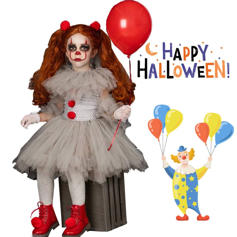 子供ハロウィン衣装 コスプレ 女の子 ピエロ ジョーカー Joker サーカス キッズ コスプレ チュール ワンピース 衣装 子供用 仮装 halloween 仮装 イベント コスチューム 変装 ハロウィンパーティーグッズ 学園祭 文化祭
