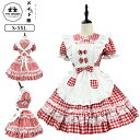 メイド服 チェック柄 Lolita 赤 大きいサイズ フリル ワンピース コスプレ メイド レディース ハロウィン衣装 cosplay パフスリーブ エプロン コスチューム メイドカフェ 蝶タイ 個性的 半袖 ガーリー ロリータ 可愛い リボン 文化祭 喫茶店 学園祭 仮装 かわいい イベント