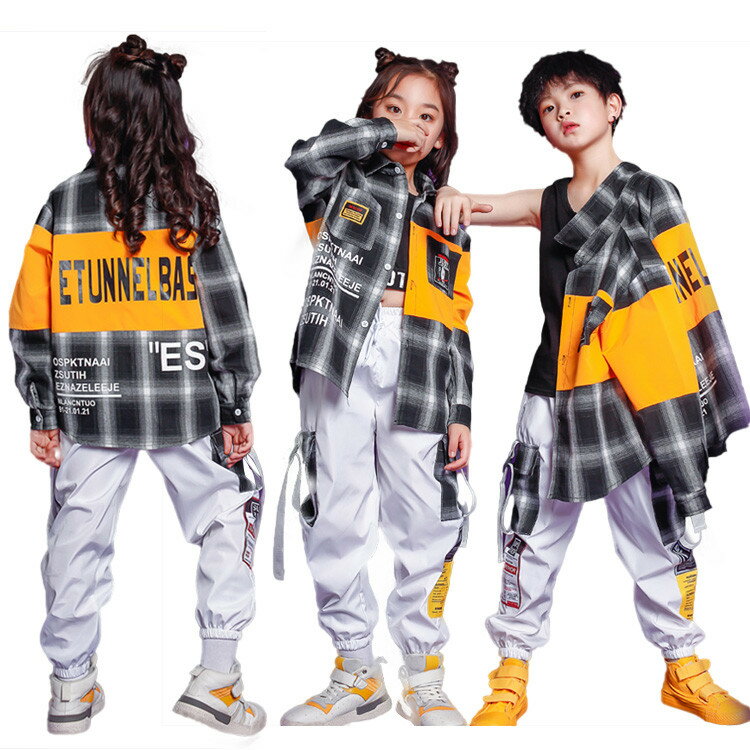 キッズダンス衣装 セットアップ 韓国 チェック柄 男の子 子供服 ダンス 衣装 ヒップホップ キッズ ステージ衣装 演出服 キッズダンス ダンス衣装 シャツ パンツ 110 120 130 140 150 160 170 180