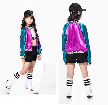 キッズダンス衣装 セットアップ ヒップホップ 子供服 ガールズ キッズ ダンス 衣装 ジャケット タンクトップ パンツ ショートパンツ 韓国風 女の子 キッズダンス 衣装 ダンスウェア 上下 派手 買得