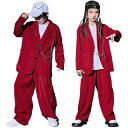 赤 ダンス衣装 スーツ キッズ セットアップ 子供服 ヒップホップ 衣装 男の子 女の子 キッズダンス衣装 セットアップ スーツ カジュアル ダンス 練習着 キ...