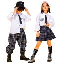韓国 子供服 ファッション キッズ服 ヒップホップ キッズダンス衣装 セットアップ シャツ 白 パンツ スカート 黒 チェック柄 ネクタイ チア 演出服 体操服...