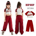 へそ出し キッズダンス衣装 セットアップ 子供服 女の子 Tシャツ ワインレッド 白 アルファベット柄 ヒップホップ キッズ ダンス 衣装 セット カーゴパンツ ロング丈 パンツ ワインレッド ダンスウェア 子供 ガールズ おしゃれ 110-180