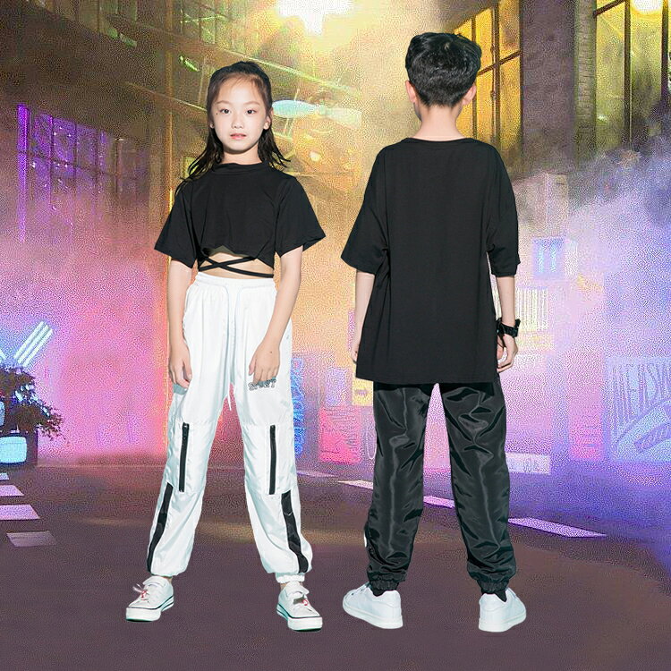 ダンス パンツ キッズ ヒップホップ キッズダンス衣装 パンツ 白 黒 子供服 ズボン...