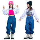 キッズダンス衣装 女の子 セットアップ ジャッズダンス ガールズ へそ出し デニムパンツ 子供服 キッズダンス K-POP 女の子 練習着 JAZZ 可愛い ダ...